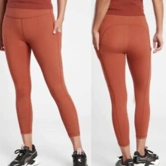 ATHLETA Ultimate Capri Stash Pocket 7/8 Tight Legging Orange Size Small - Picture 1 of 7